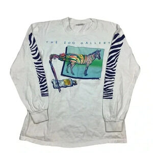 Vintage The Zoo Gallery 1983 Long sleeve Zebra tShirt